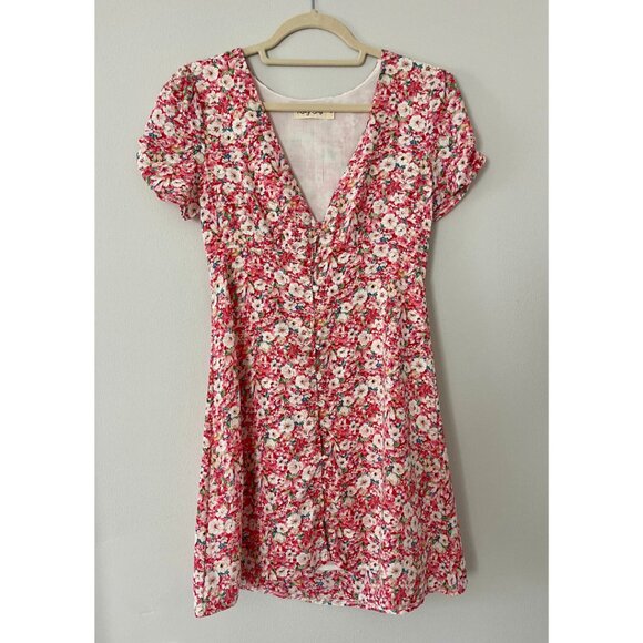 Hello Molly Pink Floral Amaranth Mini Dress Small NWOT - Picture 1 of 6
